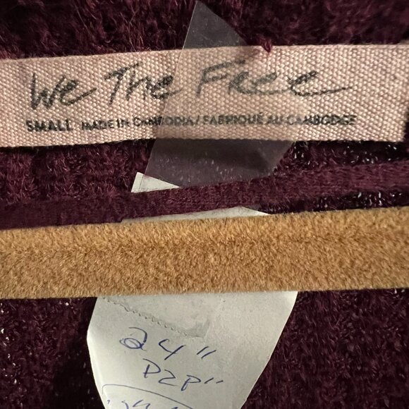 We The Free Cranberry Waffle knit ribbed hem, Oversized S Small P2P 24" 32" Long - Picture 4 of 12